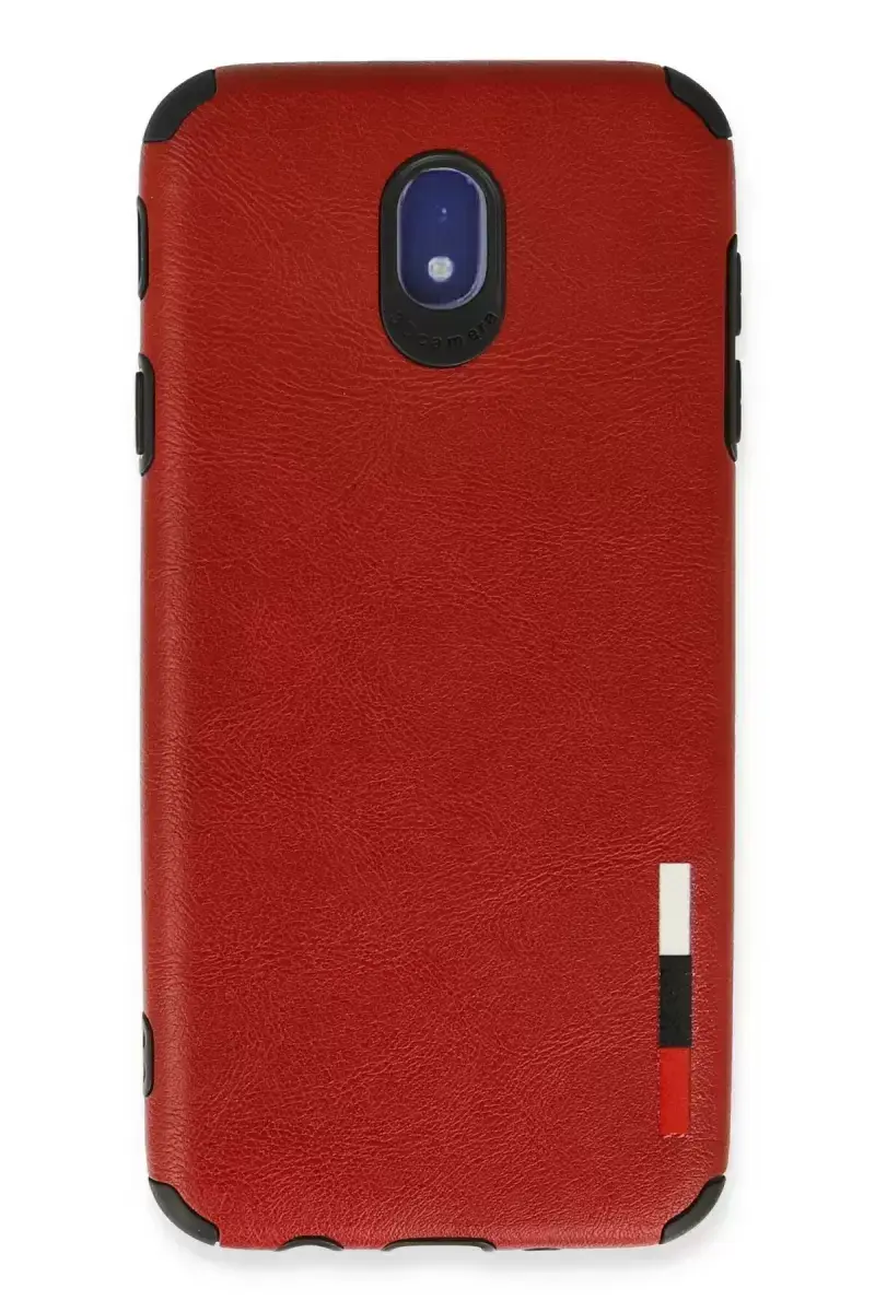 Newface Samsung Galaxy J7 Pro / J730 Kılıf Loop Deri Silikon - Kırmızı