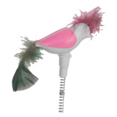 Markapet Vantuzlu Yaylı Kuşlu  Kedi Oyuncağı 30 cm Pembe