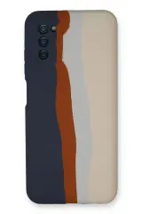 Newface Samsung Galaxy A03s Kılıf Ebruli Lansman Silikon - Lacivert-krem