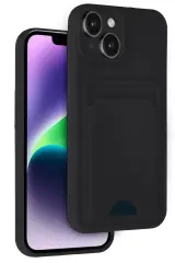 Newface İphone 14 Kılıf Kelvin Kartvizitli Silikon - Siyah