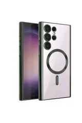 Newface Samsung Galaxy S23 Ultra Kılıf Kross Magneticsafe Kapak - Koyu Yeşil
