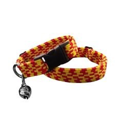 Pet Prety Elastik Örme Kedi Tasması Sarı Kırmızı 10 mm A=23/32 cm