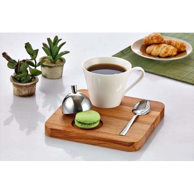 Ahşap Kare Nescafe Seti, 17.5x17.5x2 cm