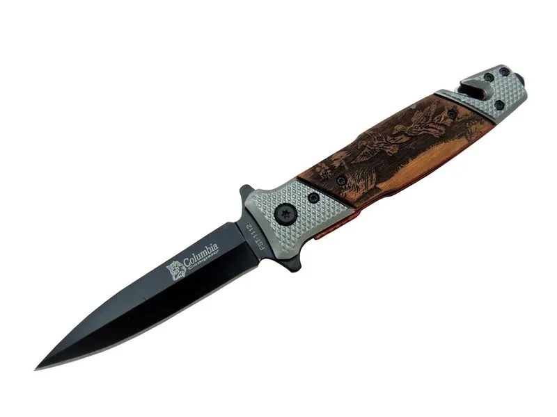 Columbia Fst 1112 Kurtarma Kamp Çakı 21 Cm - Yarı Otomatik, İp Kesmeli, Cam Perçinli
