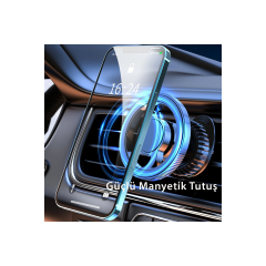 Q40 Ayarlanabilir Izgara Klipsli Manyetik Magsafe Araç Tutucu - Siyah