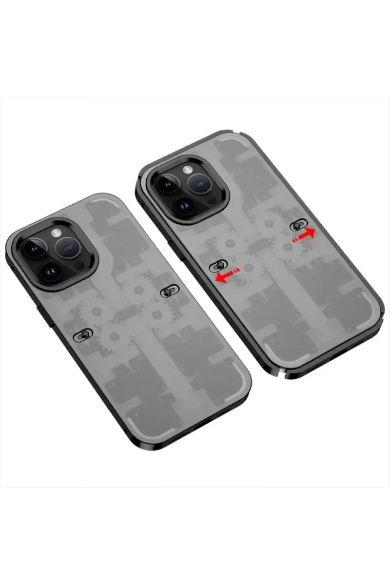 Newface İphone 13 Pro Kılıf Mekanik Bumper Kapak - Siyah