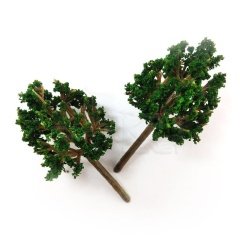 Maket Ağaç 6 cm 1/100 4'lü N:WWA6070B Plastik Sap Kırmıcı Çiçekli