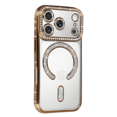 İphone 17 Pro Joke Simli Magneticsafe Kılıf - Gold