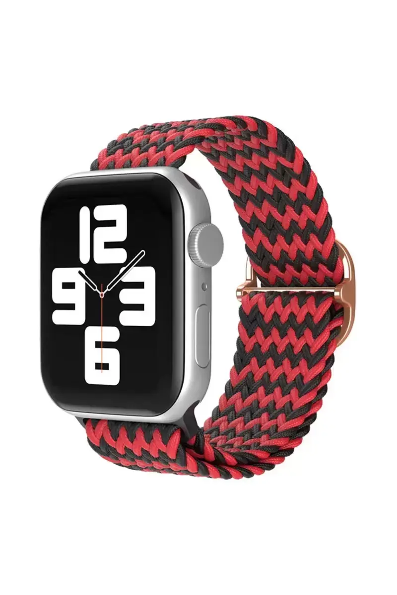 Newface Apple Watch 38mm Star Kordon - Zigzag Kırmızı-siyah