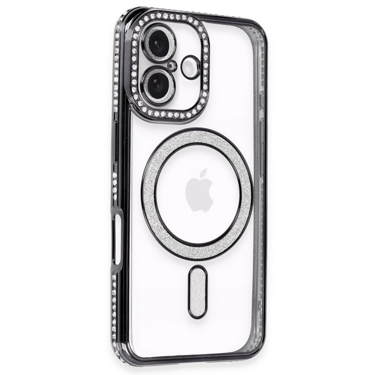 İphone 16 Kılıf Joke Simli Magneticsafe Kılıf - Siyah