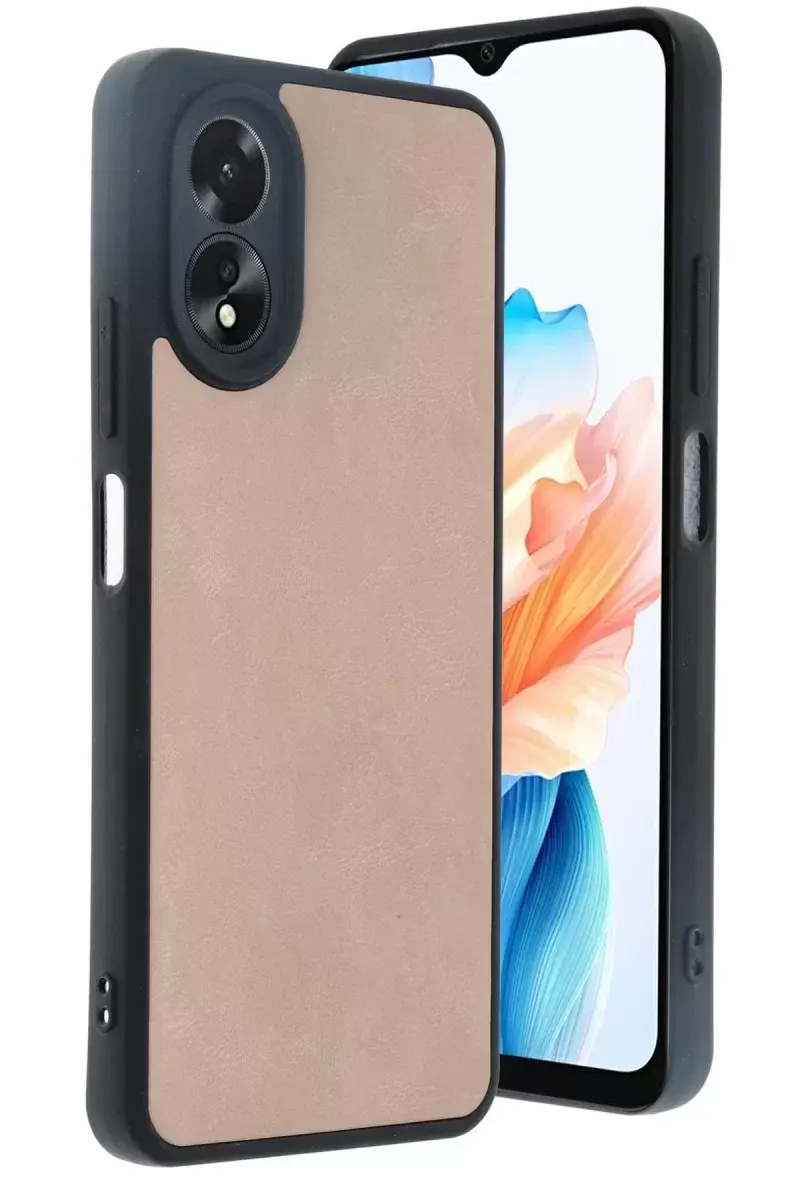 Newface Oppo A38 Kılıf Aras Deri Kapak - Pudra