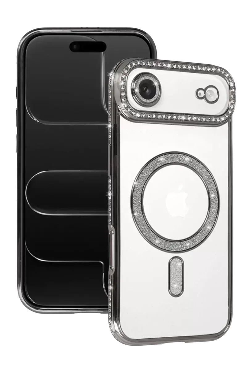 Newface Apple İphone 17 Air Joke Simli Magneticsafe Kılıf - Gümüş