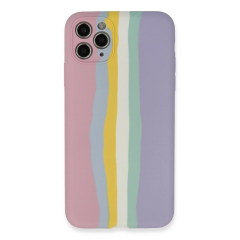 İphone 11 Pro Kılıf Ebruli Lansman Silikon - Pembe-lila