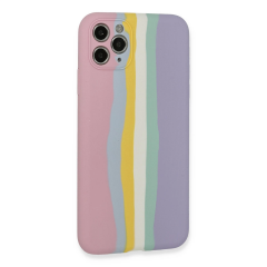 İphone 11 Pro Kılıf Ebruli Lansman Silikon - Pembe-lila