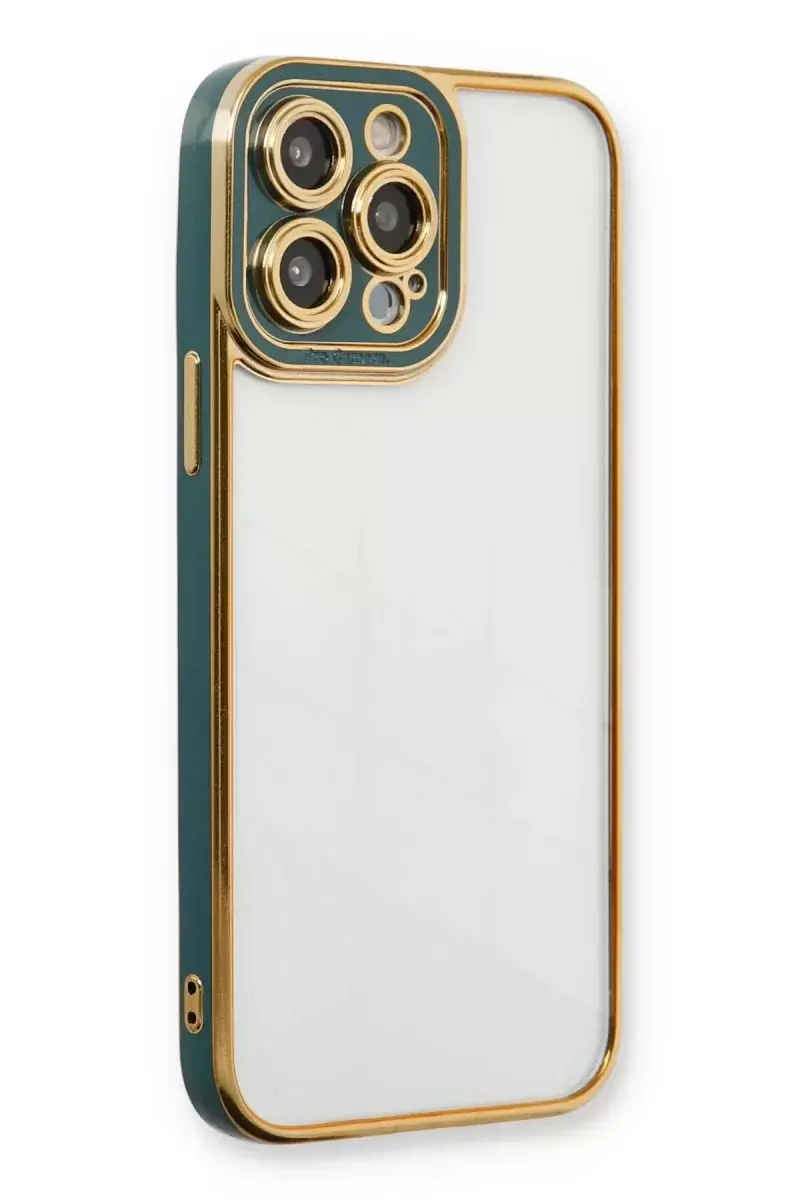 Newface İphone 13 Pro Max Kılıf Liva Lens Silikon - Yeşil