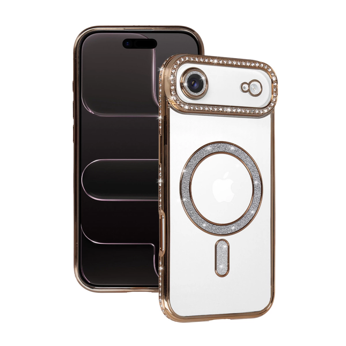 İphone 17 Air Joke Simli Magneticsafe Kılıf - Gold