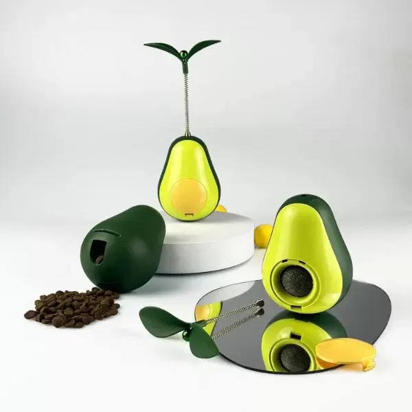Avokado Şeklinde Kedi Naneli Ve Mama Hazneli Kedi Oyuncağı