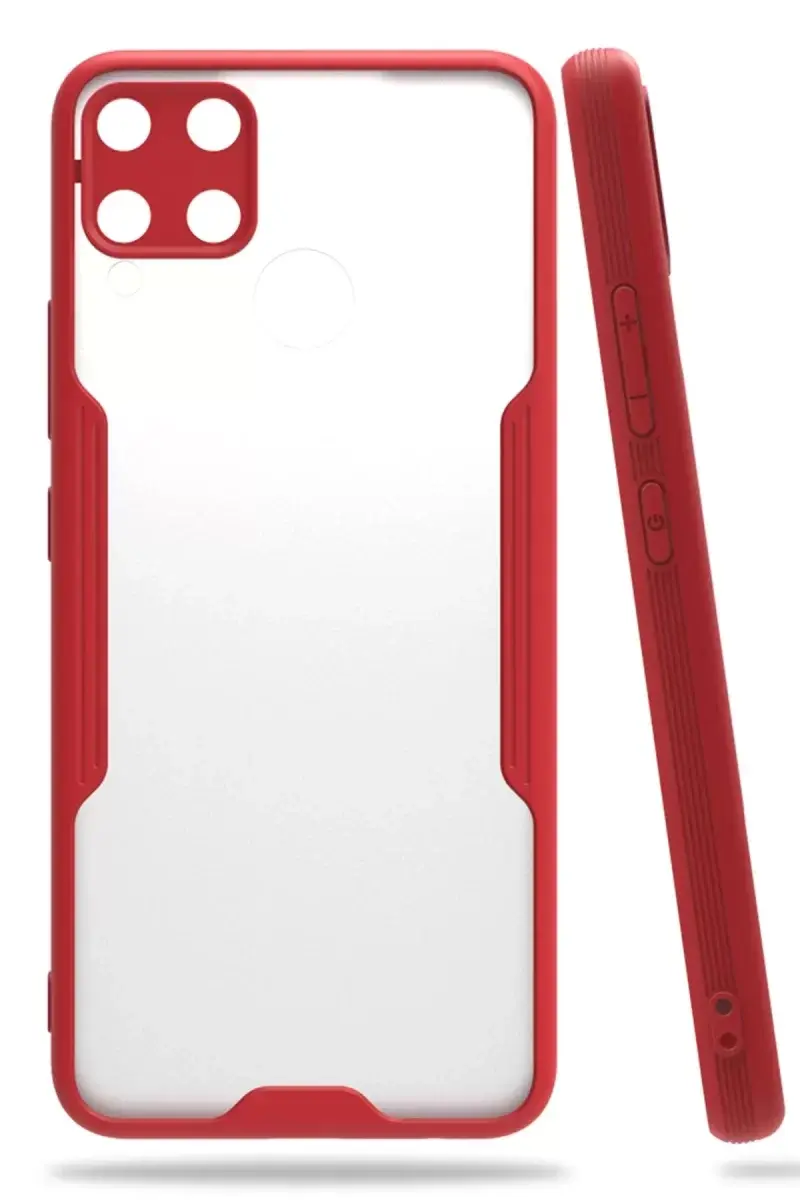 Newface Realme C15 Kılıf Platin Silikon - Kırmızı