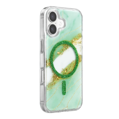Onegif  İphone 16 Lotus Simli Magsafe Kapak - Yeşil