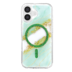 Onegif  İphone 16 Lotus Simli Magsafe Kapak - Yeşil