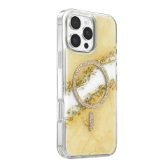 Onegif  İphone 16 Pro Max Lotus Simli Magsafe Kapak - Gümüş