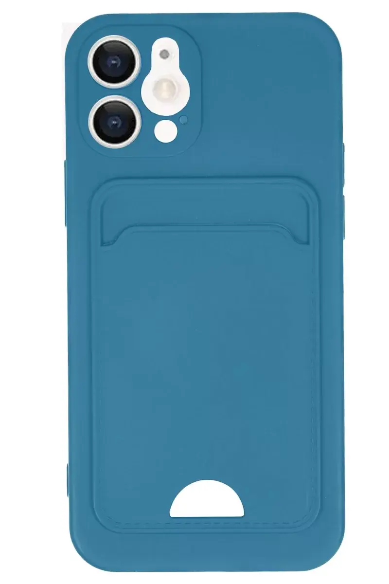 Newface İphone 12 Kılıf Kelvin Kartvizitli Silikon - Mavi
