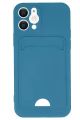 Newface İphone 12 Kılıf Kelvin Kartvizitli Silikon - Mavi