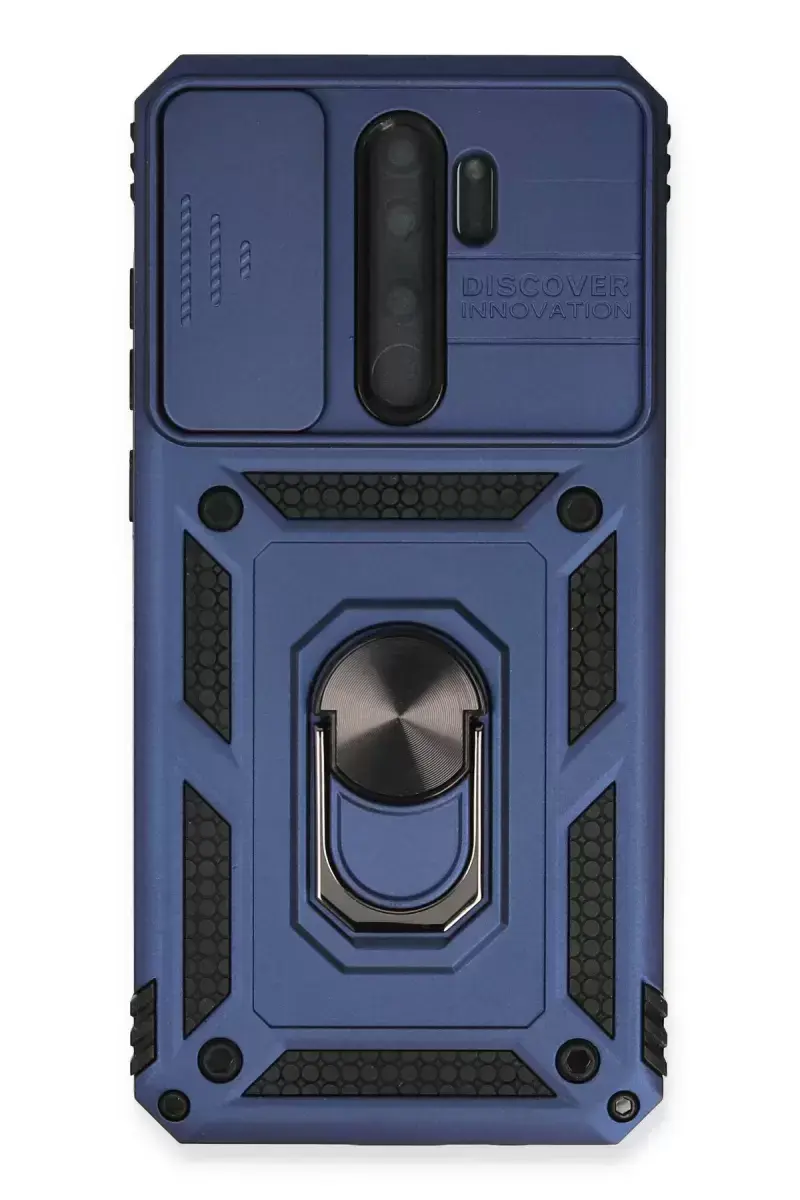 Newface Xiaomi Redmi Note 8 Pro Kılıf Pars Lens Yüzüklü Silikon - Lacivert