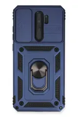 Newface Xiaomi Redmi Note 8 Pro Kılıf Pars Lens Yüzüklü Silikon - Lacivert