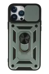 Newface Apple İphone 13 Pro Max Kılıf Pars Lens Yüzüklü Silikon - Yeşil
