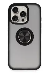 Newface İphone 16 Pro Max Kılıf Montreal Yüzüklü Silikon Kapak - Siyah