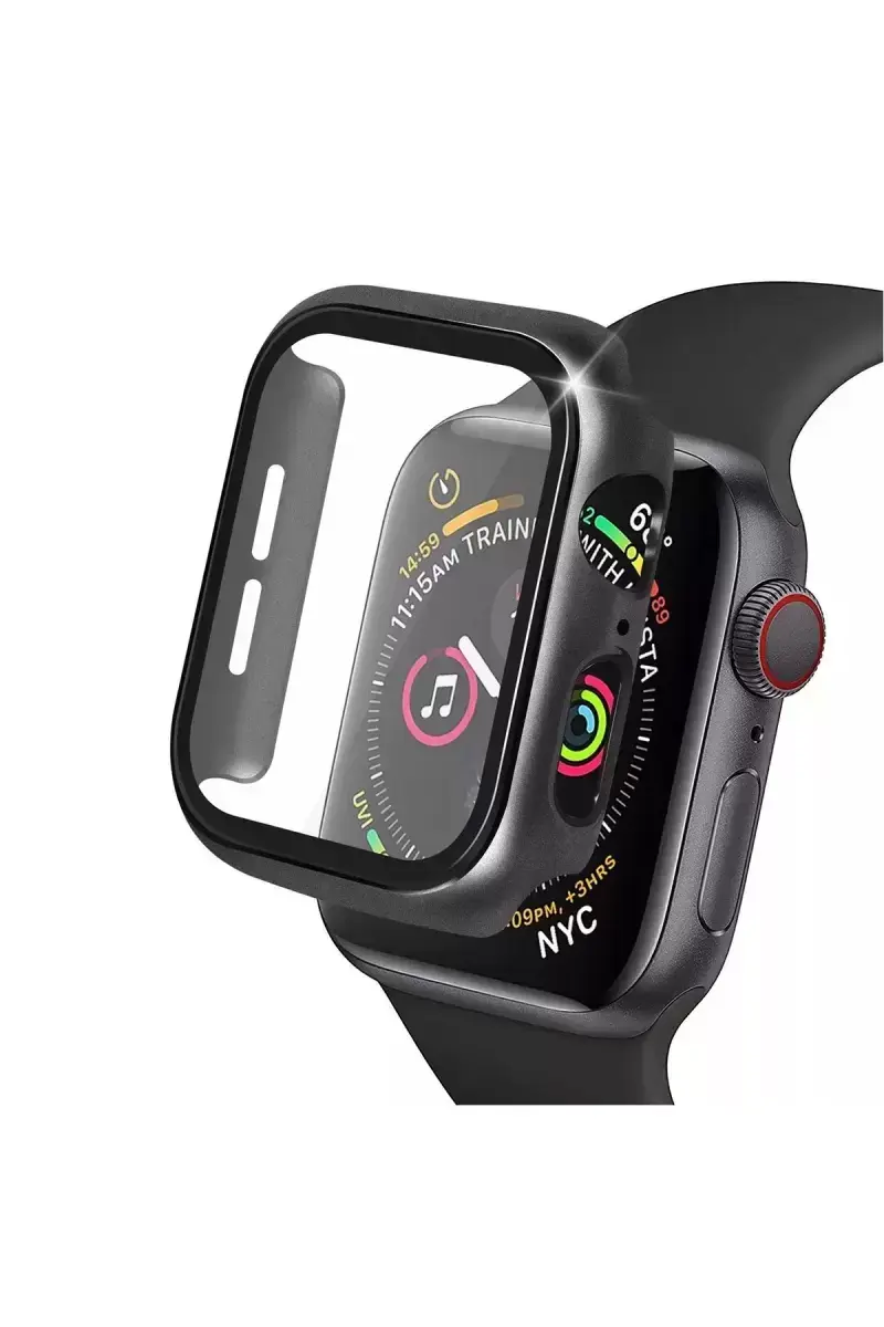 Newface Apple Watch 38mm Camlı Kasa Ekran Koruyucu - Siyah