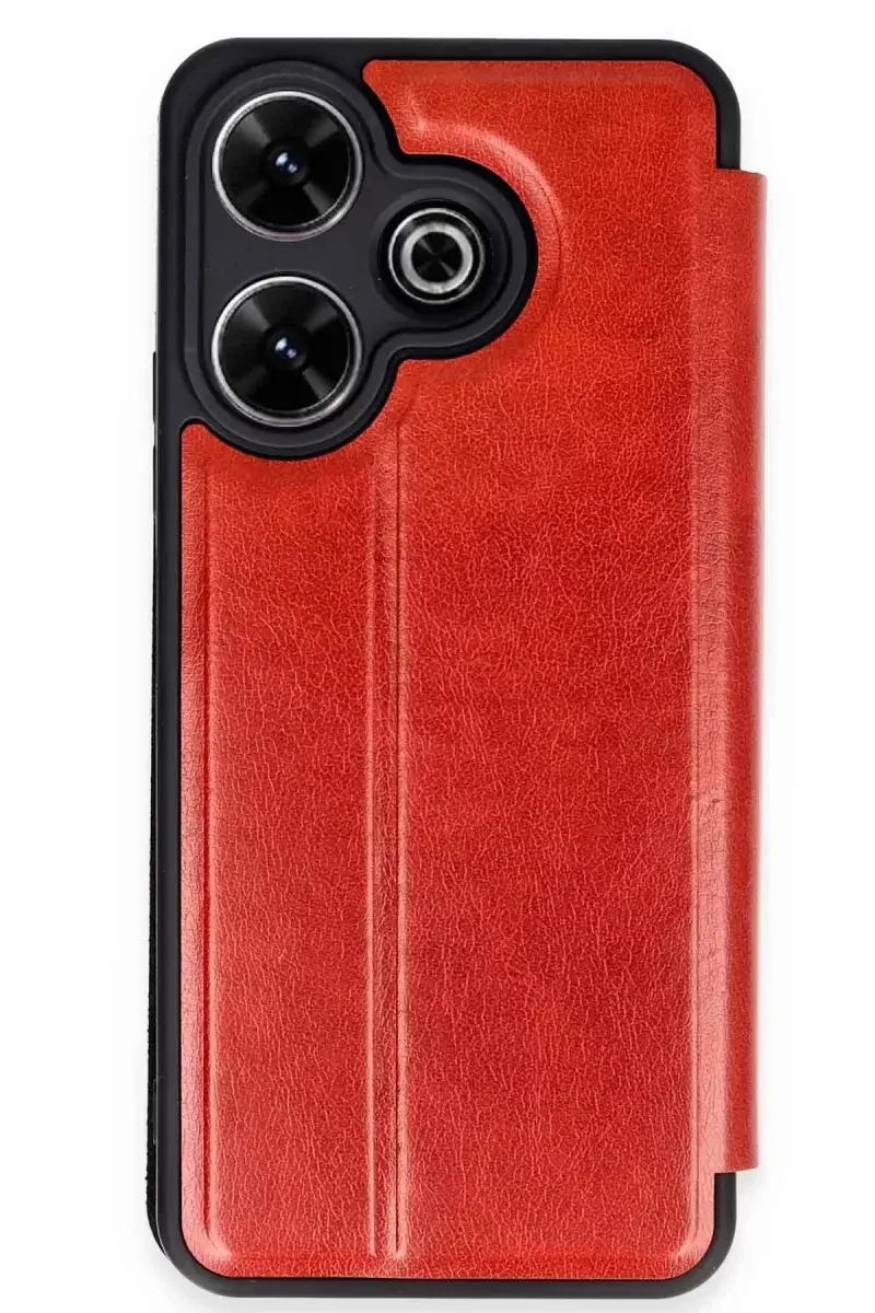 Newface Xiaomi Redmi 13 4g Kılıf Flip Cover - Kırmızı