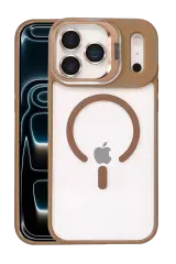 Joko Apple İphone 17 Pro Max Remim Lensli Magsafe Standlı Kapak - Kahverengi
