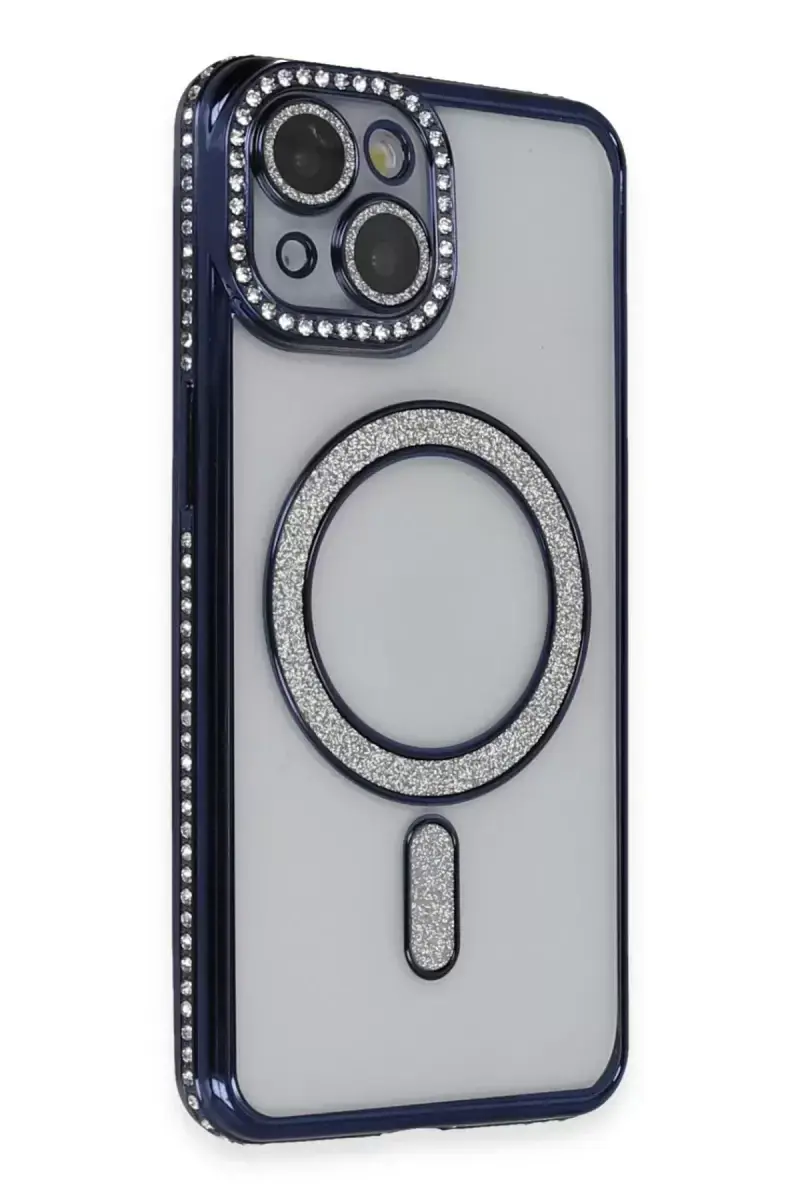 Newface Apple İphone 13 Kılıf Joke Simli Magneticsafe Kılıf - Lacivert