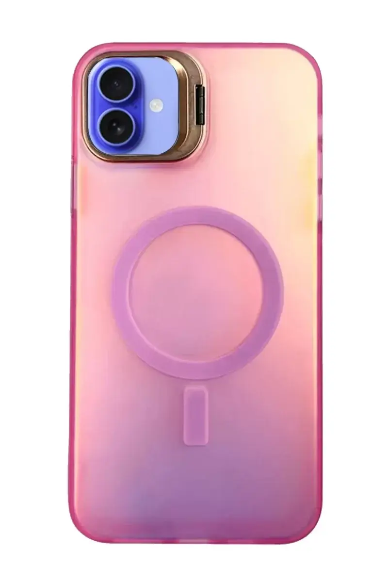 Newface İphone 16 Plus Kılıf Primera Magsafe Standlı Kapak - Pembe