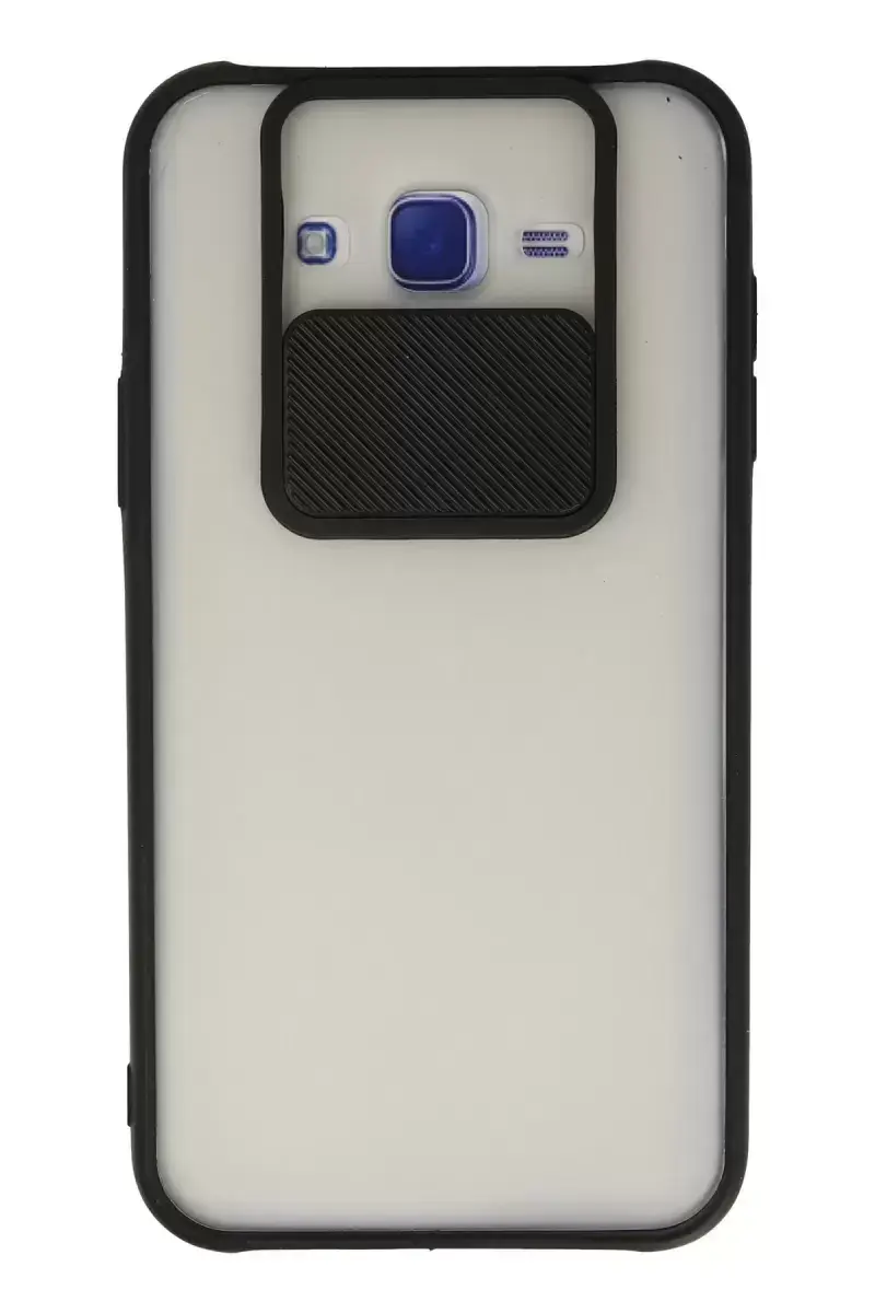 Newface Samsung Galaxy J7 Kılıf Palm Buzlu Kamera Sürgülü Silikon - Siyah