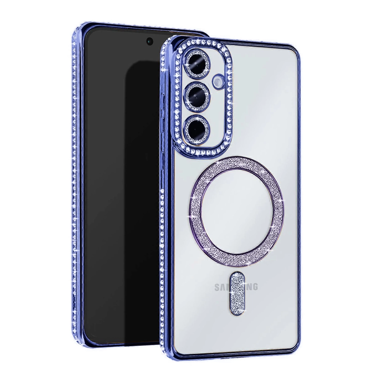 Samsung Galaxy S25 Plus Kılıf Joke Simli Magneticsafe Kılıf - Mavi