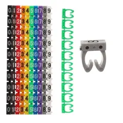 Powermaster 0-9 Dijital Kodlu Renkli Kablo İşaretleyici 2,5mm (100lü Paket)