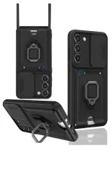 Newface Samsung Galaxy S24 Plus Kılıf Zuma Kartvizitli Yüzüklü Silikon - Siyah