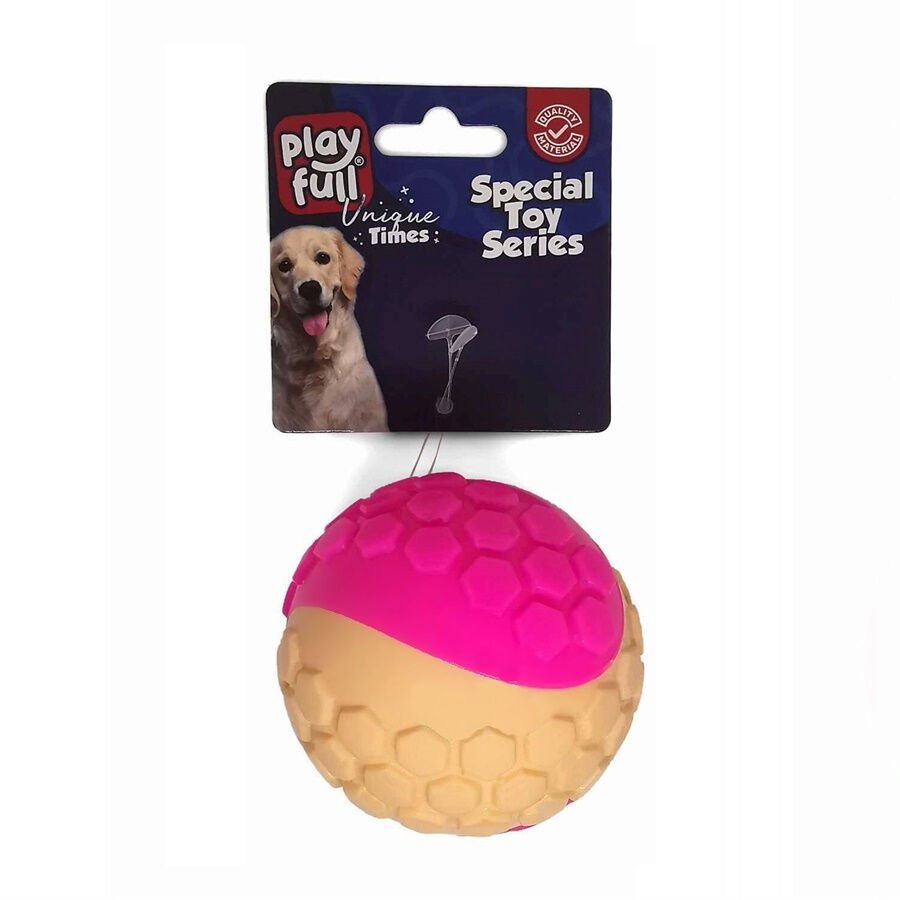 Playfull Sesli Plastik Top Köpek Oyuncağı 6 Cm 58 Gr Pembe Krem