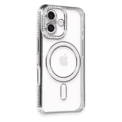 İphone 16 Plus Kılıf Joke Simli Magneticsafe Kılıf - Gri