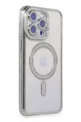 Newface Apple İphone 15 Pro Max Kılıf Joke Simli Magneticsafe Kılıf - Gümüş