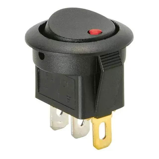 Ic-132e Pano Tip Yuvarlak Kırmızı Işıklı 12 Volt  On-off Anahtar