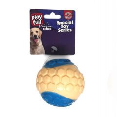 Playfull Sesli Plastik Top Köpek Oyuncağı 6 Cm 58 Gr Mavi Krem