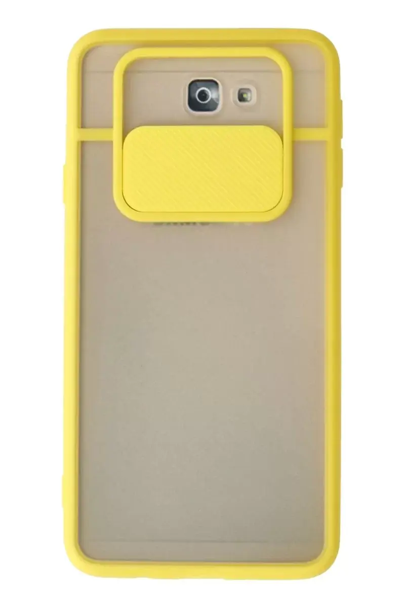 Newface Samsung Galaxy J7 Prime Kılıf Palm Buzlu Kamera Sürgülü Silikon - Sarı