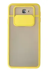 Newface Samsung Galaxy J7 Prime Kılıf Palm Buzlu Kamera Sürgülü Silikon - Sarı