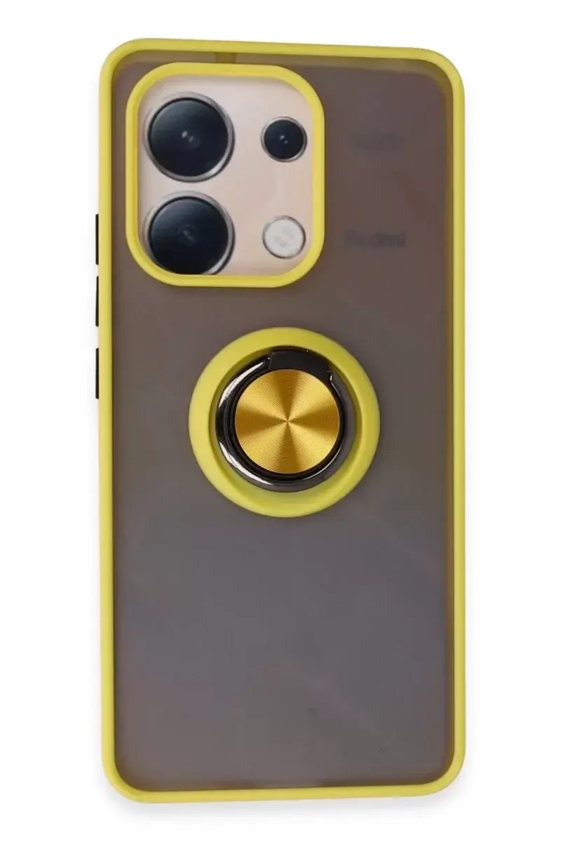 Newface Xiaomi Redmi Note 13 4g Kılıf Montreal Yüzüklü Silikon Kapak - Sarı