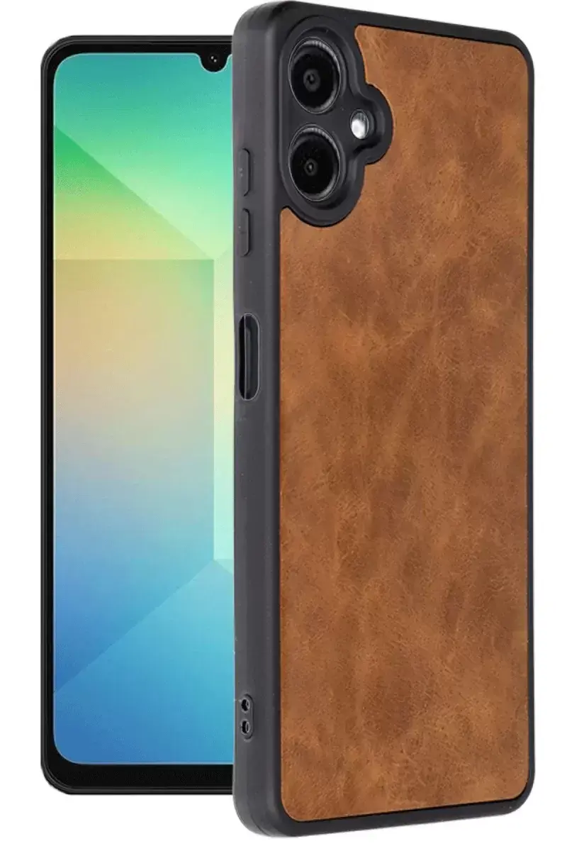Newface Samsung Galaxy A06 Kılıf Aras Deri Kapak - Taba