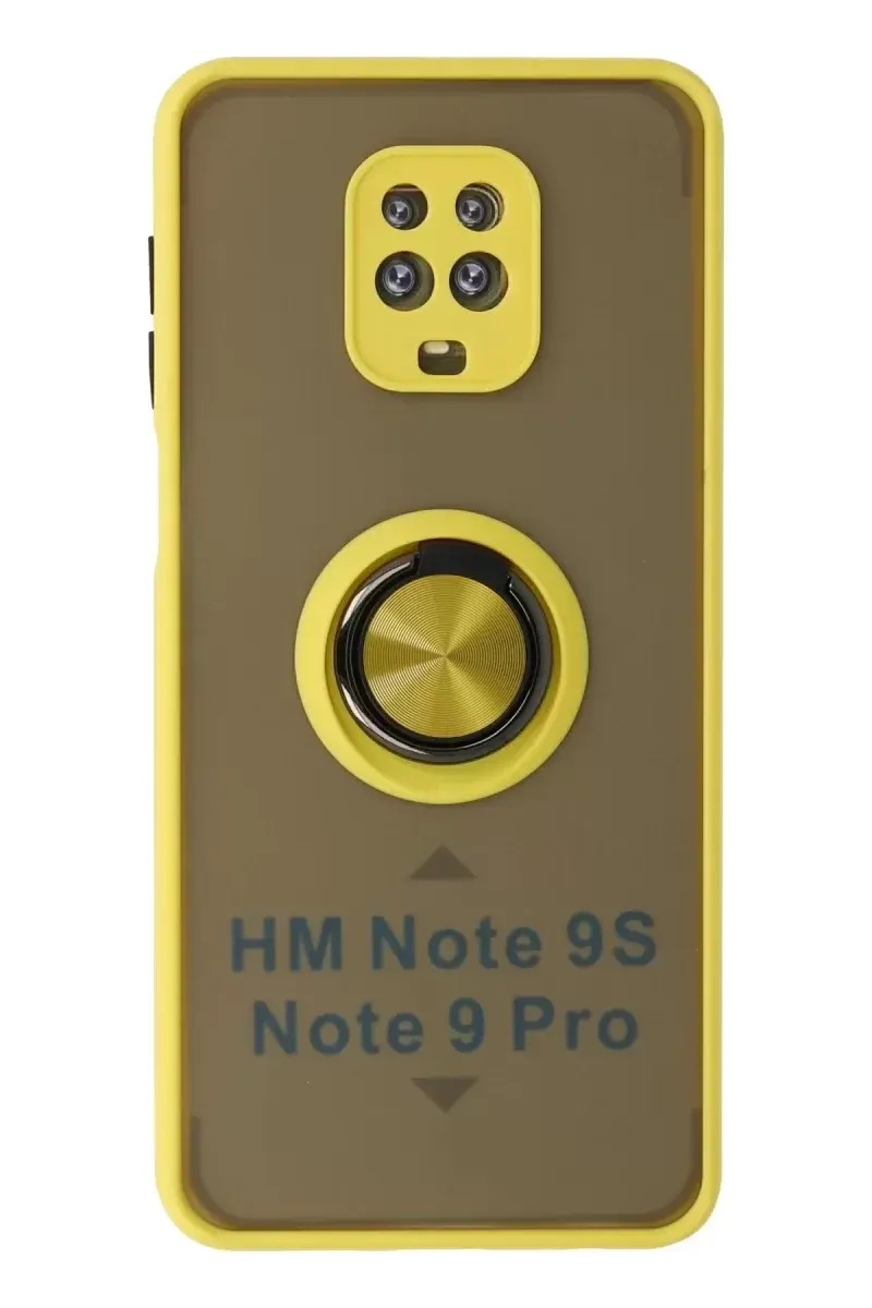 Newface Xiaomi Redmi Note 9 Pro Kılıf Montreal Yüzüklü Silikon Kapak - Sarı